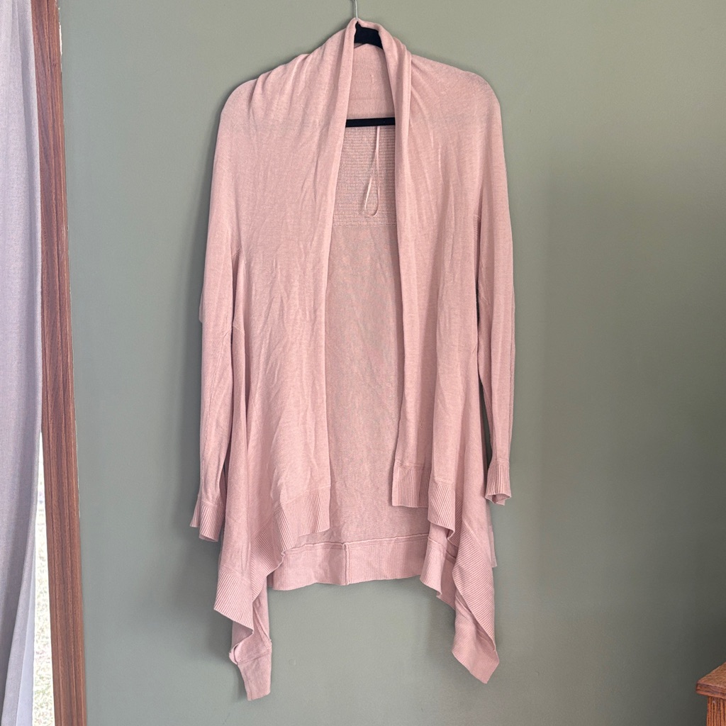 Lululemon Athletica Dusty Pink Open Front Draped Cardigan